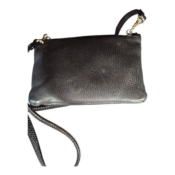 Brighton One Size Black Brown Croc Embossed Leather Crossbody Bag - Picture 12 of 13